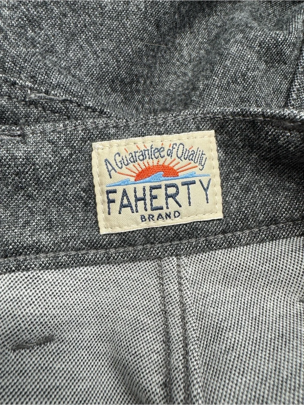 Faherty Cotton Wool Blend Pants Size 40 Gray Five Pocket Casual Stretch Fit
